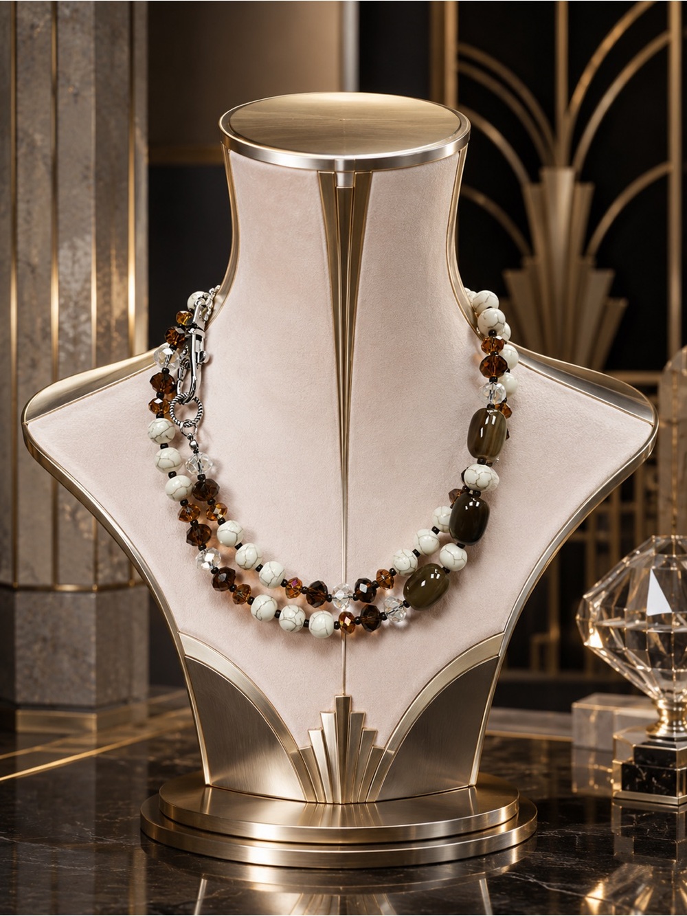 🆕❤️Howlite & Mocha Agate Necklace - Women Jewelry
